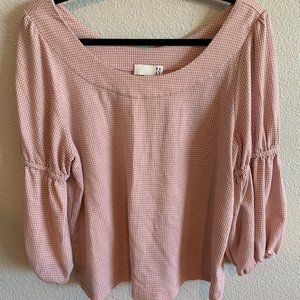 RO&DE Pink and White Checkered Blouse, Size Medium